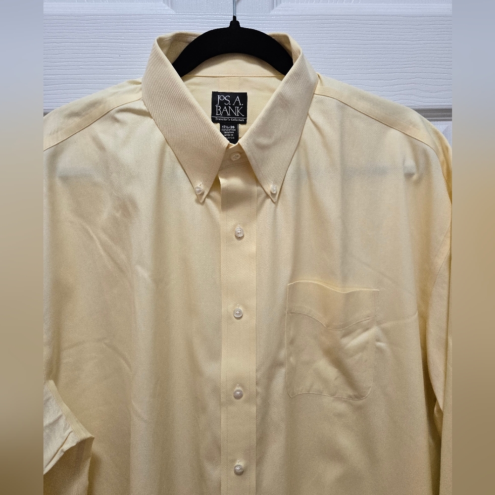 Jos A Bank Men's Yellow Dress Shirt 17.5 Neck, 36 Sleeve